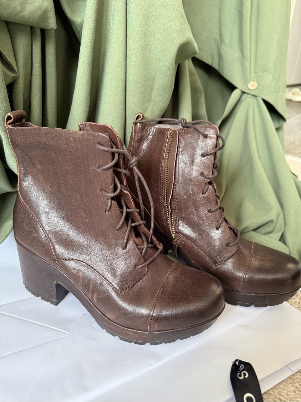 Kork-Ease Brown Lace-Up Platform Ankle Boots